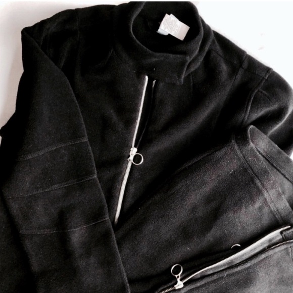 FaL NY Moto Set  Black Fleece Jacket & Pants Size Medium - Picture 4 of 16